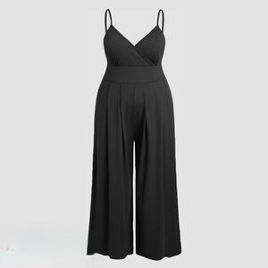 Women's Black Wide-Leg Jumpsuit with Spaghetti Straps